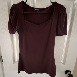 Express Puffy Sleeve Burgundy Top Women’s Small